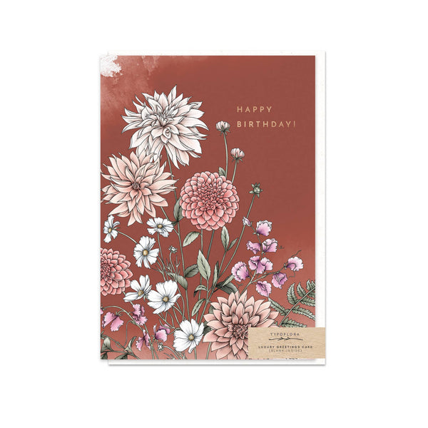 Typoflora Card - Birthday Dahlia