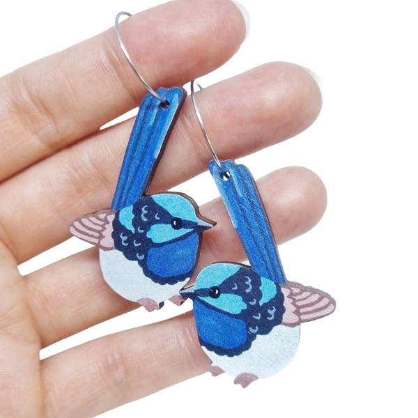 Australian Bird Earrings - Blue Wren