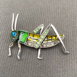 MQ Brooch - Rhinestone Enamel Grasshopper