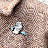 Bridget Farmer Enamel Pin In Flight - Superb Fairywren