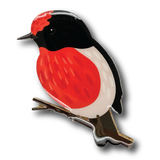Selatan Brooch - Bird Red-capped Robin