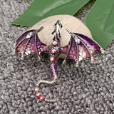 MQ Brooch - Rhinestone Enamel Dragon Purple