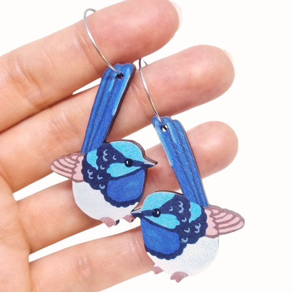 Australian Bird Earrings - Blue Wren