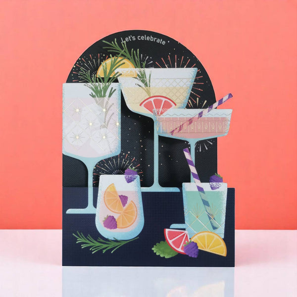 Paper Cut Card - Birthday Drinks