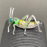 MQ Brooch - Rhinestone Enamel Grasshopper