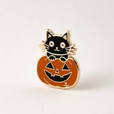Happily Plants Pin - Pumpkin & Black Cat