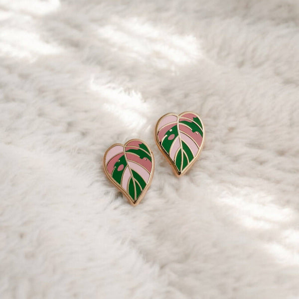 Occasionalish Earrings - Pink Princess Philodendron
