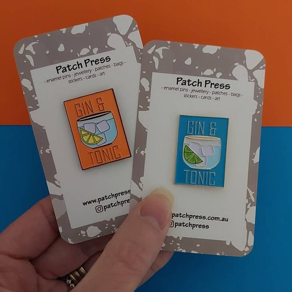 Patch Press Pin - Cocktail Gin and Tonic (orange)