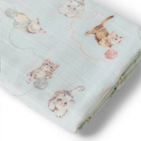 Organic Muslin Wrap - Kittens