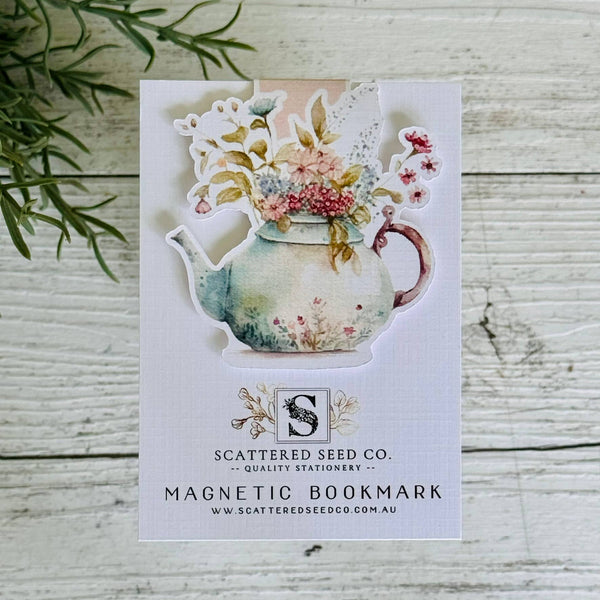 Magnetic Bookmark - Spring Floral Teapot