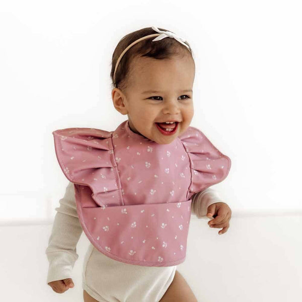 Frill Snuggle Bib - Pink Fleur