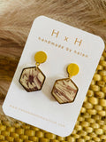 HxH Dangles - Hexagon Pink Marble