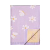 Pram Knitted Blanket - Lilac Daisy Dreams