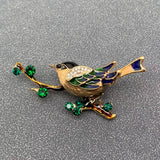 MQ Brooch - Magpie Standing on a Branch Enamel