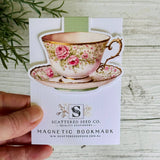 Magnetic Bookmark - Teacup Pink Rose Ivory