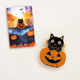 Happily Plants Pin - Pumpkin & Black Cat