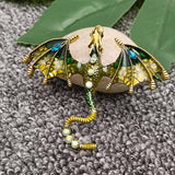 MQ Brooch - Rhinestone Enamel Dragon Red