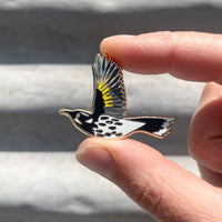 Bridget Farmer Enamel Pin In Flight - New Holland Honeyeater