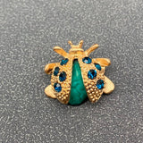 MQ Brooch - Rhinestone Ladybug Blue