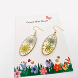 MQ Dangles - Two-Tone Queen Anne's Lace Dried Flowers Oval