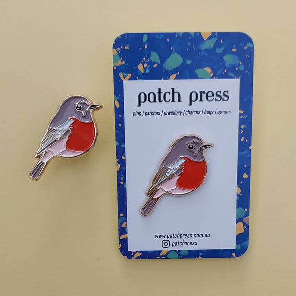 Patch Press Pin - Scarlet Robin Brown