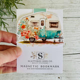 Magnetic Bookmark - Floral Aqua Vintage Caravan