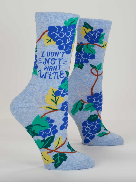 Blue Q Women's Socks - I Don't Not Want Wine