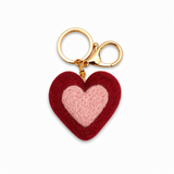 Felt Heart Keychain - Deep Red Outside