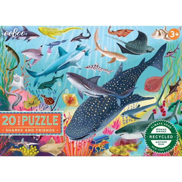 20 Pc Puzzle - eeBoo - Sharks and Friends