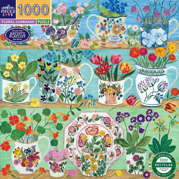 1000 Pc Puzzle - eeBoo - Floral Cupboard
