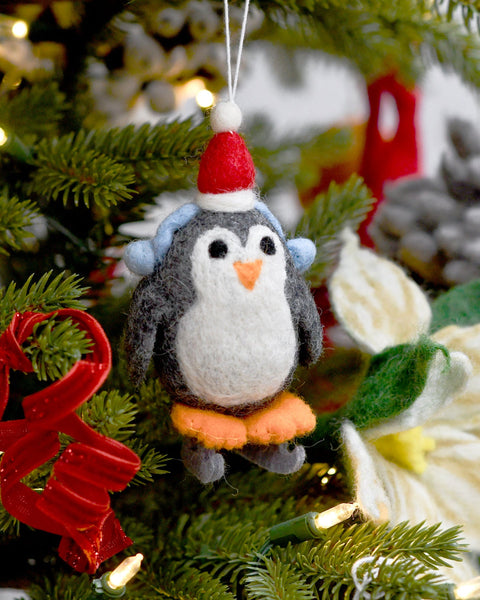 Felt Ornament - Skating Penguin
