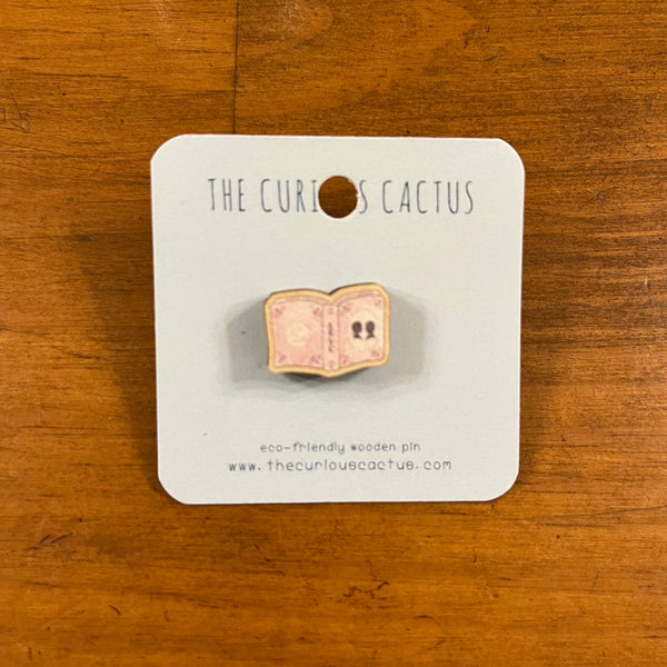 The Curious Cactus Mini Pin - Pink Book