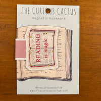The Curious Cactus Magnetic Bookmark - Reading is Magic