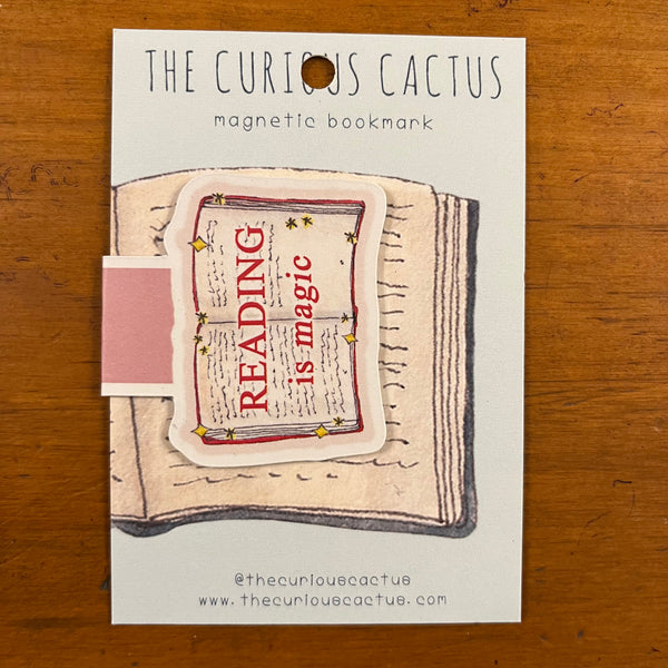 The Curious Cactus Magnetic Bookmark - Reading is Magic