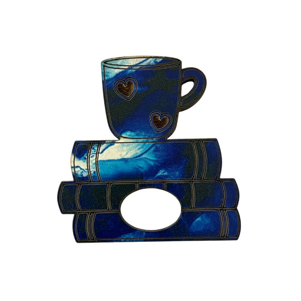 Glasses Brooch - Coffee Cup and Books