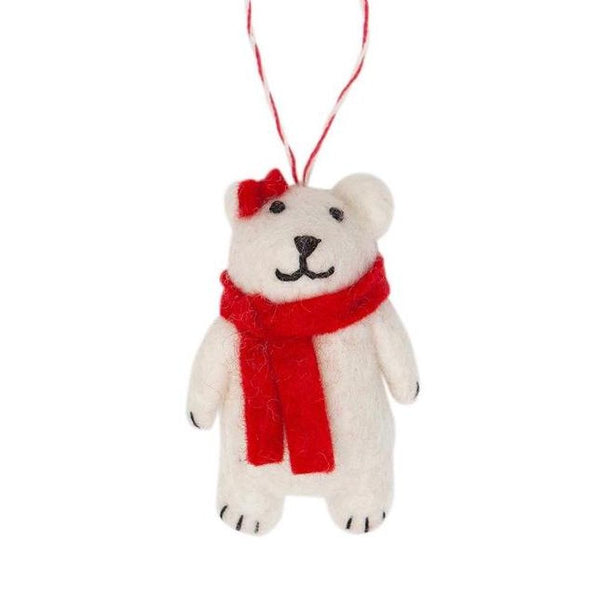 Felt Ornament - Bear White