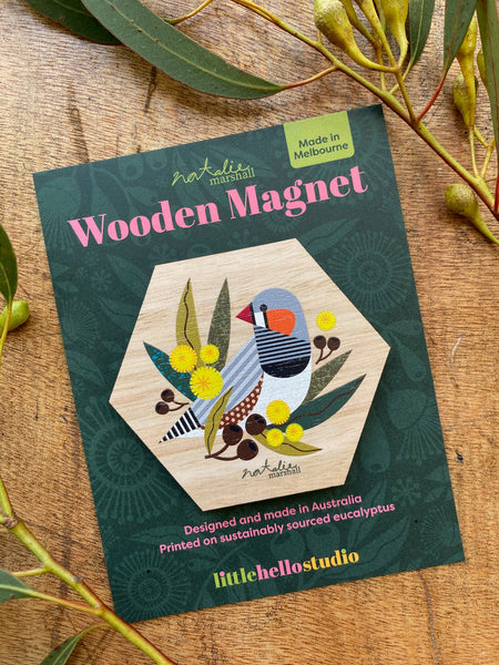 Wooden Magnet - Zebra Finch