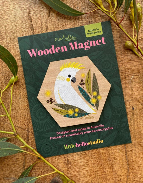 Wooden Magnet - Sulphur Crested Cockatoo