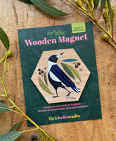 Wooden Magnet - Magpie