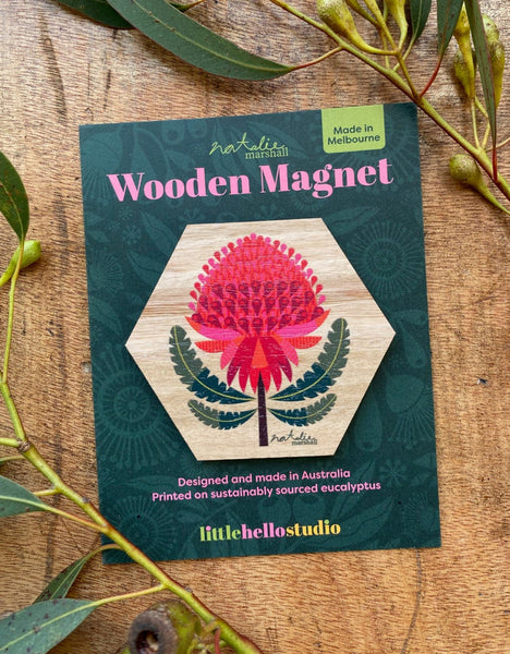Wooden Magnet - Waratah