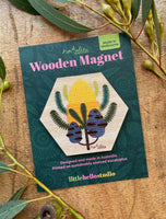 Wooden Magnet - Golden Banksia