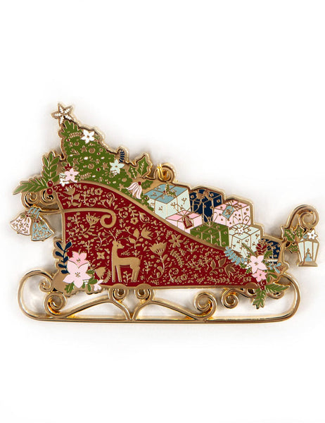 Bespoke Letterpress Enamel Christmas Ornament - Sleigh