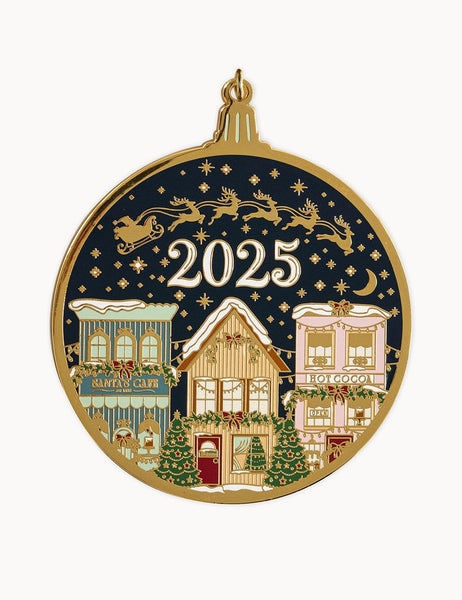Bespoke Letterpress Enamel Christmas Ornament - 2025 Christmas Village