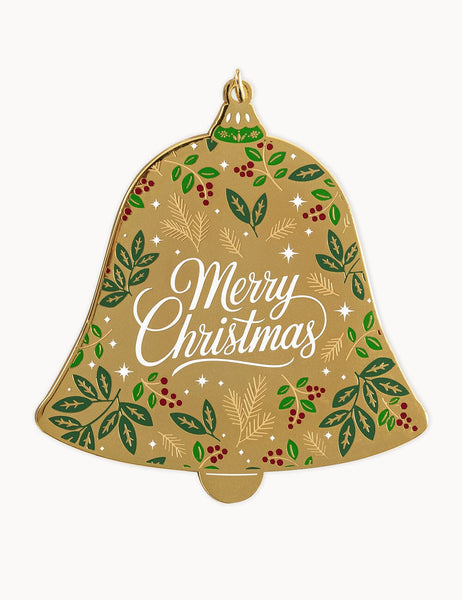 Bespoke Letterpress Enamel Christmas Ornament - Merry Christmas Bell