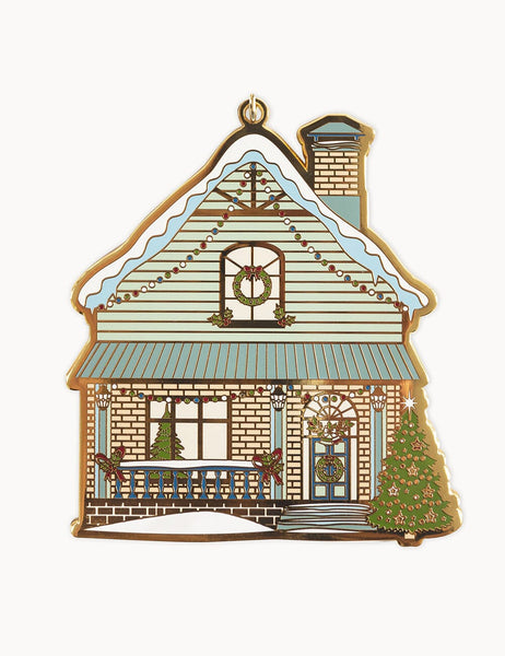 Bespoke Letterpress Enamel Christmas Ornament - House