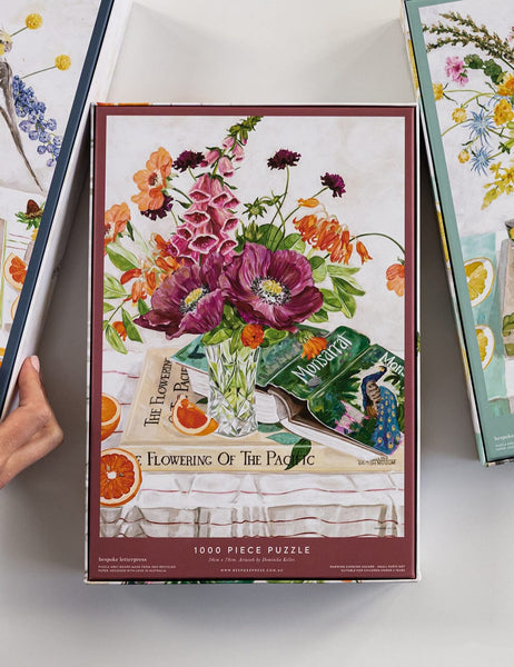 1000 Pc Puzzle - Bespoke Letterpress - Poppies and Foxglove