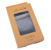 Baby Sock 3 Pack - Navy and Grey