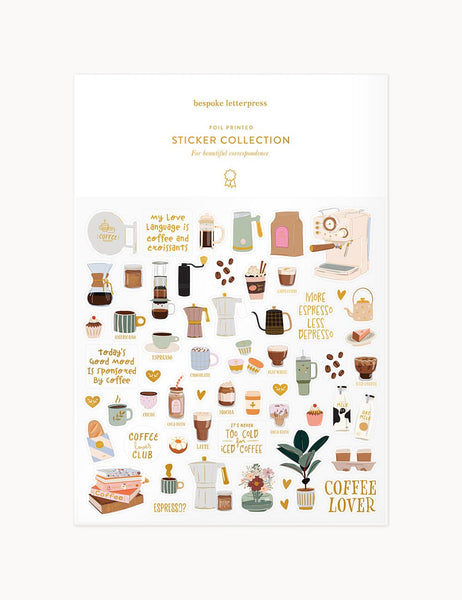Bespoke Letterpress Sticker Sheet - Coffee Lovers