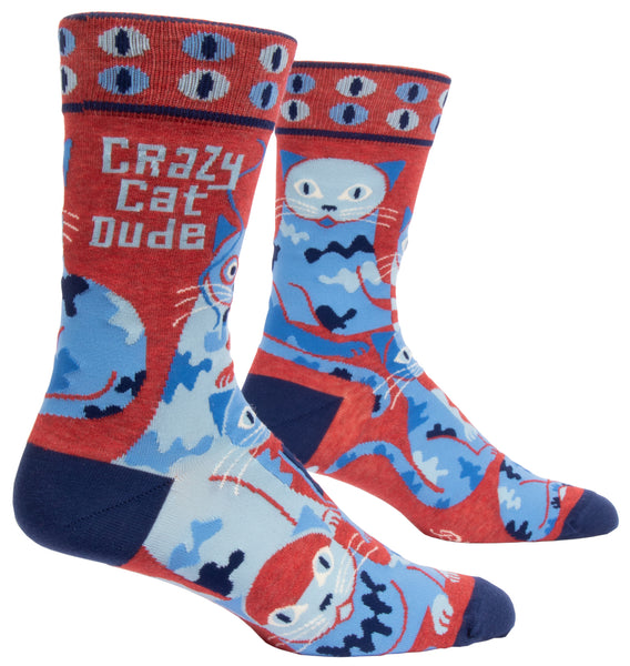 Blue Q Men's Socks - Crazy Cat Dude