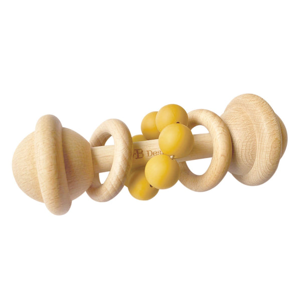 OB Designs - Wooden Rattle Teether - Turmeric
